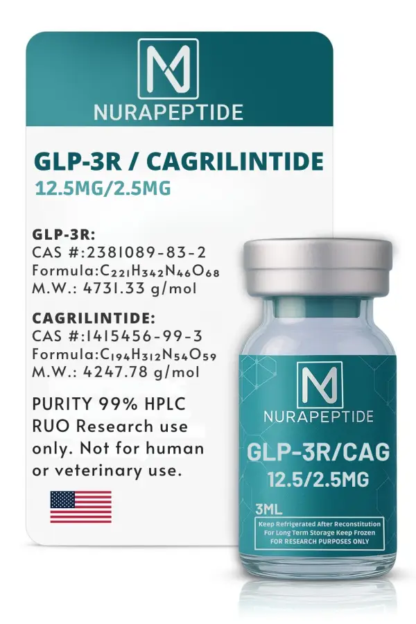 Nura Peptides GLP-3R and cagrilintide research blend vial