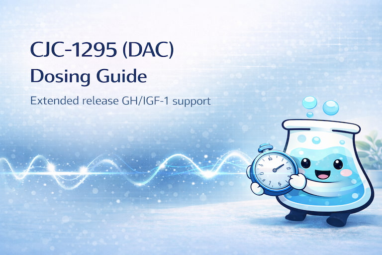 CJC-1295 with DAC Dosing Guide: Schedule, Half-Life & Safety (2026)